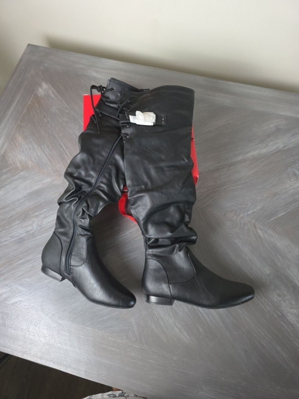 DREAM PAIRS Black Over-the-Knee Slouch Boots Size 8
